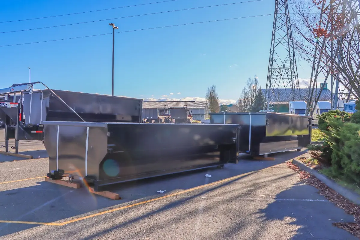 Roll-off dumpster ready for waste disposal at job site for 3 Yard Dumpster Rental in Loomis